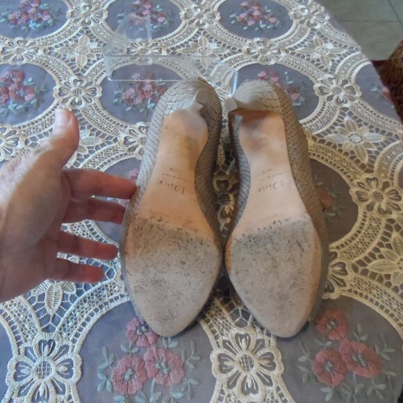 Christian Dior Beige Snake Embosed Lace Up Ankle Boots Size 38 1/2B - Picture 15 of 16